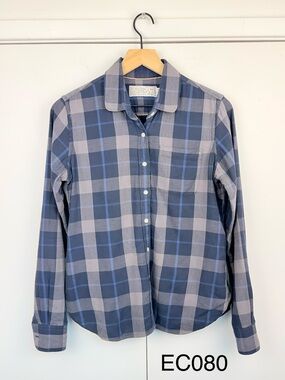 Shipley & Halmos Blue Gray Plaid Cotton Button Down Shirt M